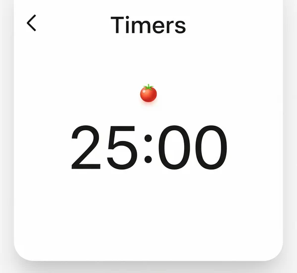 An online digital timer displaying a Pomodoro session countdown.