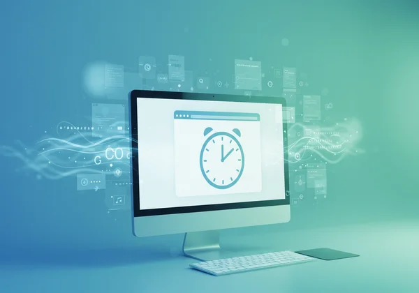 Minimalist digital clock in a browser, showing low resource use.