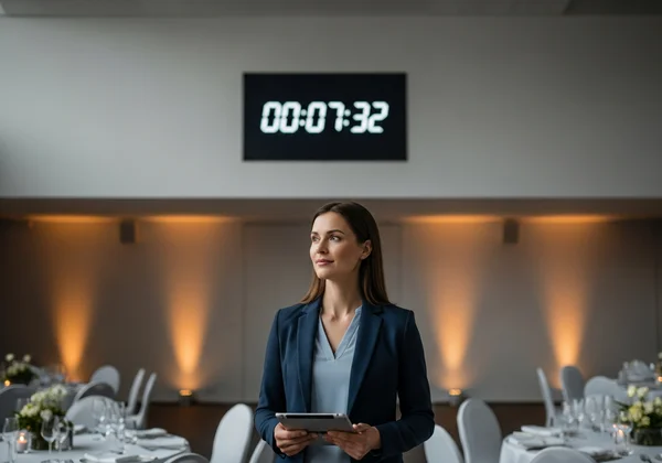 活动策划者查看数字时钟以管理时间