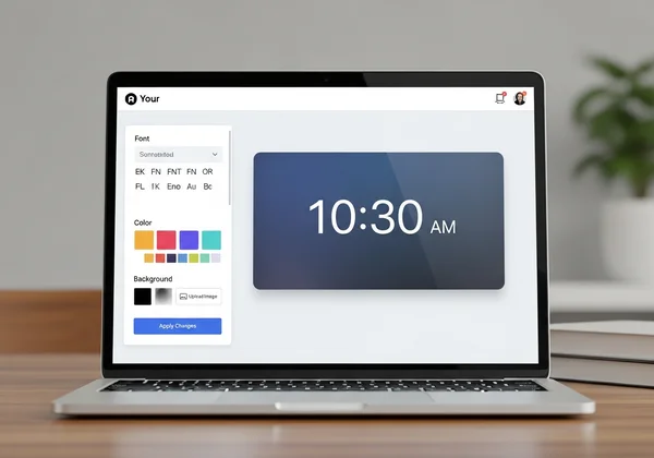 Interfaz de reloj digital con opciones de personalización