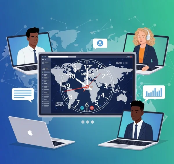 Remote team collaboration using digital world clock