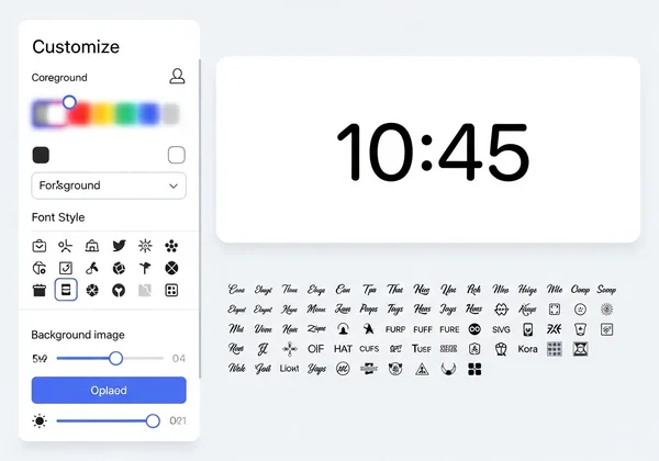 Screenshot of digital timer customization options for fonts and colors