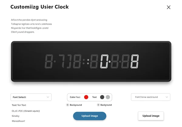 UI showing font, color, background customization options.