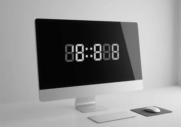 Large digital clock displayed full screen on a computer.