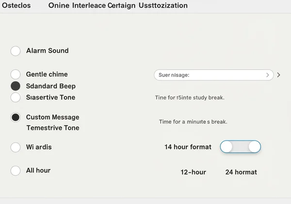 Customization panel for online alarm sounds and messages