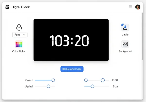 Customizable online digital clock interface