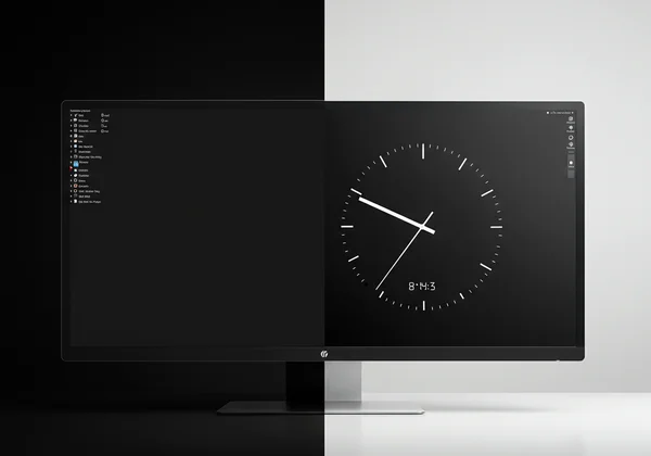 Large digital clock on second monitor, small system clock