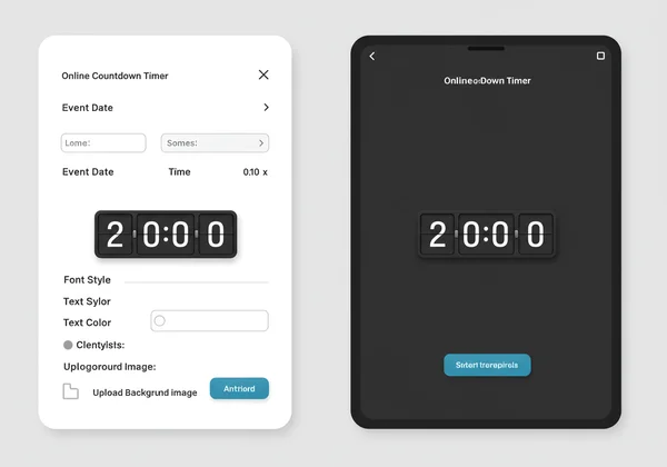 Interface for customizing an online event countdown timer.
