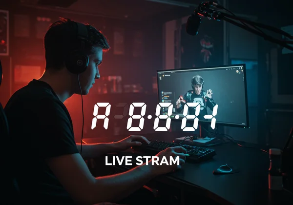 Optimized digital clock overlay on a live stream, high readability