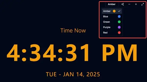 User customizing digital clock style by changing colors and fonts.